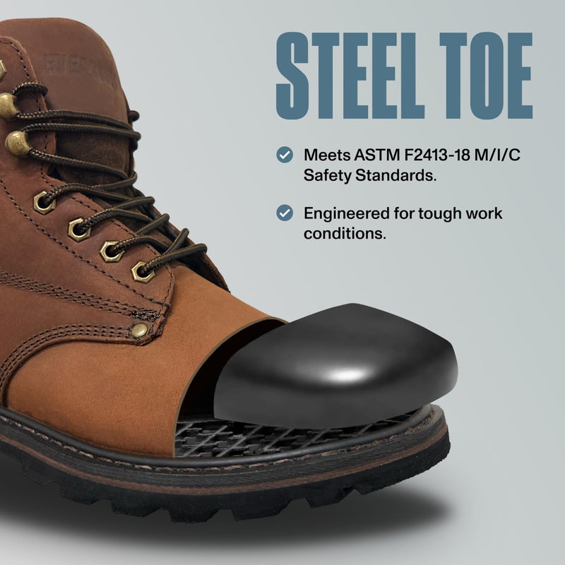 EVER BOOTS EVERBOOTS Tank S Steel Toe Work Boots for Men, Comfort Technology, Anti Slip Grip & Ultra Shock Absorption, Heavy Duty Leather Boot, Safety Industrial Workwear Construction(10, Dark Brown) - Image 2